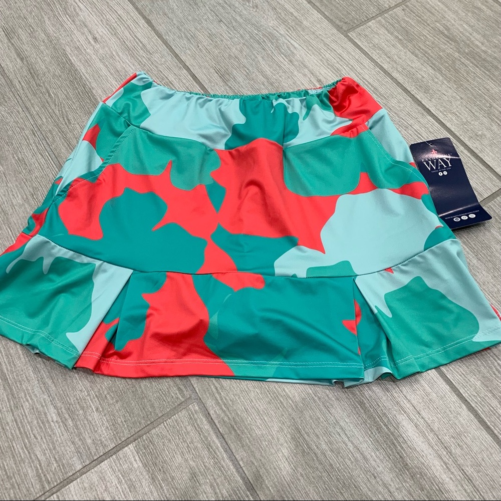 Katherine Way turquoise and red golf skirt - Picture 2 of 8